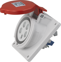 Socle de prise industrielle à encastrer à 10° 3P+N+T 16A 400V AC IP44
