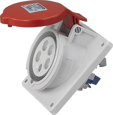Socle de prise industrielle à encastrer à 10° 3P+N+T 16A 400V AC IP44