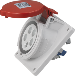 Socle de prise industrielle à encastrer à 10° 3P+N+T 16A 400V AC IP44