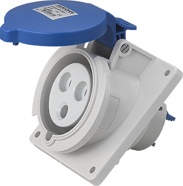 Socle de prise industrielle à encastrer à 10° 2P+T 32A 230V AC IP44