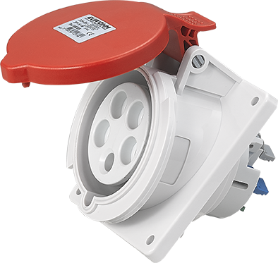 Socle de prise industrielle à encastrer à 10° 3P+N+T 32A 400V AC IP44