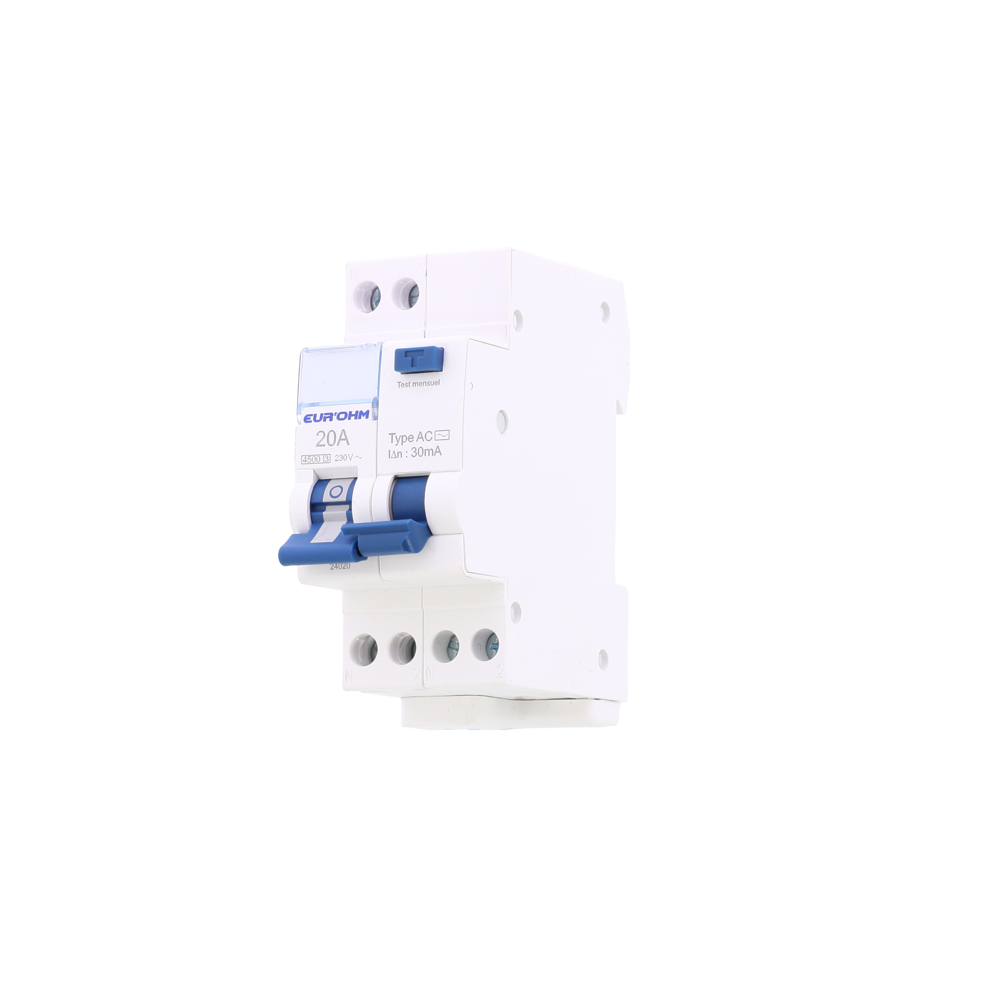 Disjoncteur différentiel1P+N 20A courbe C 30mA type AC