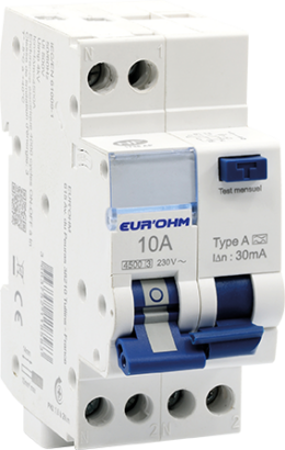 Disjoncteur différentiel 1P+N 10A courbe C 30mA type A