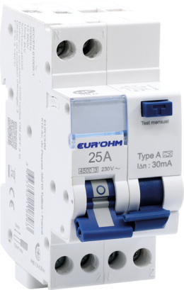 Disjoncteur différentiel 1P+N 25A courbe C 30mA type A